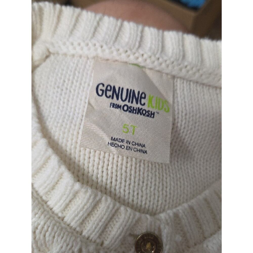 OshKosh B'gosh Cream Cable-Knit Cardigan with Floral Sleeves - Picture 4 of 4